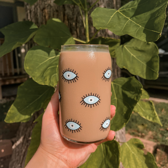 Evil Eye, Beer Glass Can, Coffee Cup, Soda Iced Glass, Aesthetic Cup