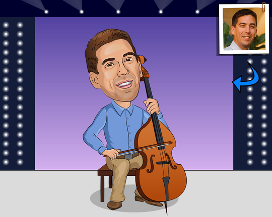 Cello Player Gift - Custom Cartoon Portrait, Cellist Gift, Art