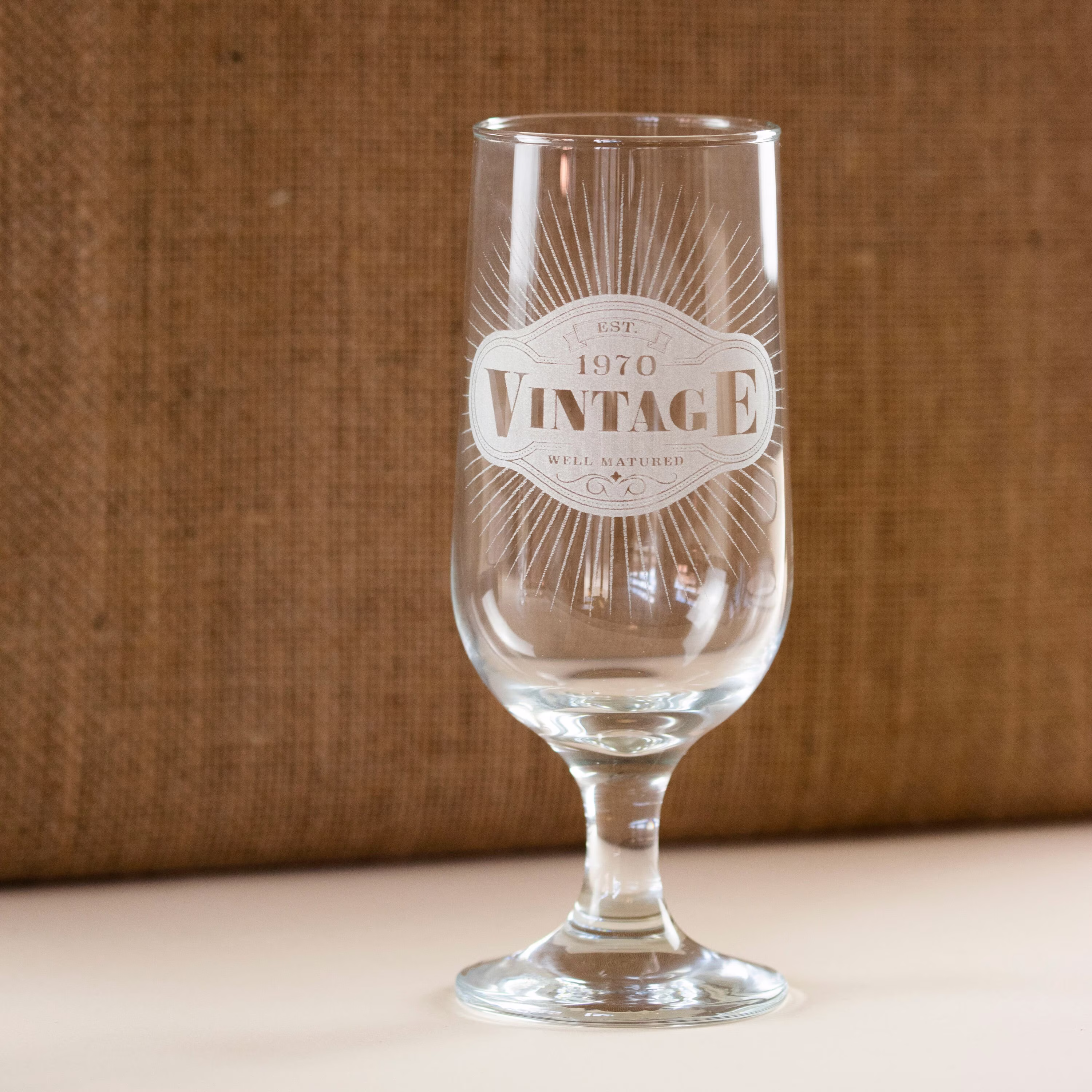 Vintage Year Craft Beer Glass, Personalised Stemmed Father's Day Gift, Engraved Gift Boxed