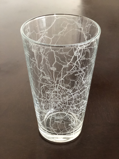 16 Oz Pint Beer Glass Urban City Map Rome, Italy