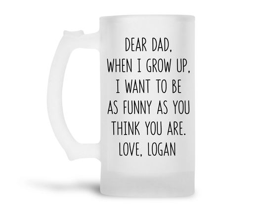 Fathers Day Gift From Son Frosted Beer Mug | Personalized Dad Jokes Stein