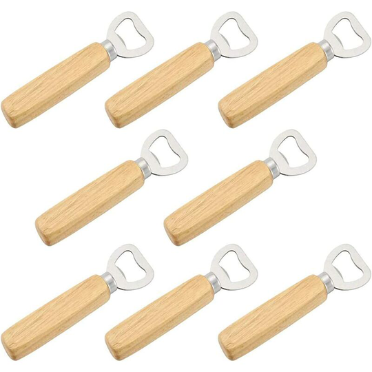 8 Pieces Wooden Handle Beer Bottle Opener, Bottle Opener with Wooden Handle, Beer Bottle Opener with Wooden Handle, for Home, Kitchen, Bar, Gift/