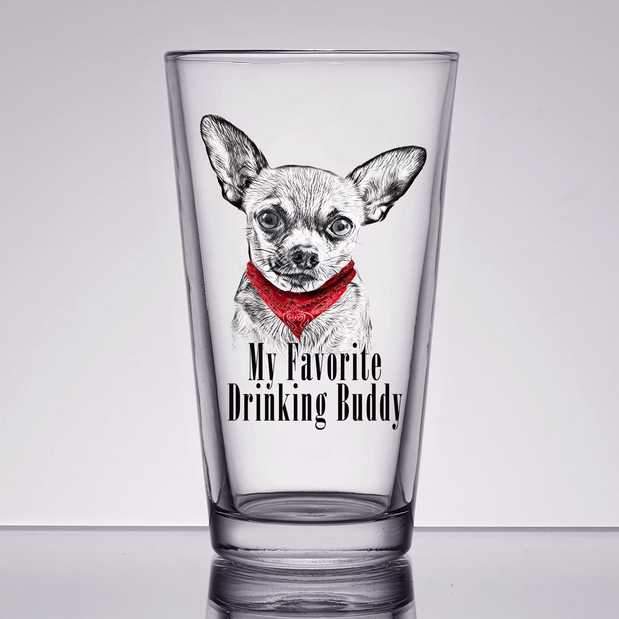 Fun Chihuahua Pint Glass, Lover Gift, Mom Beer Mama, Dog Uv Printed