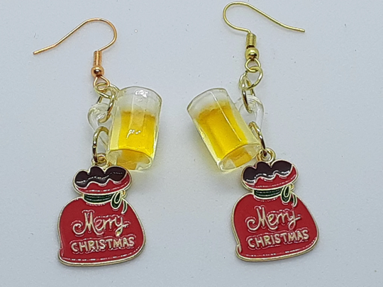 Beer Merry Christmas Earrings Beer Mug Lovers Gifts