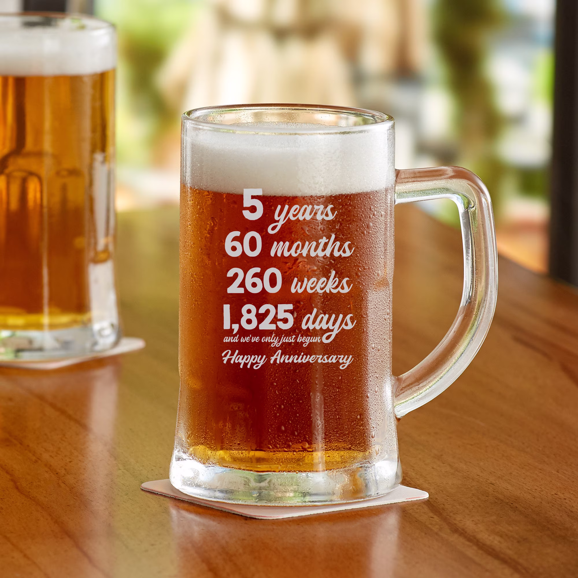 5 Year Anniversary Gift/Commemorative Gift/Beer Mug/Engraved Beer Stein