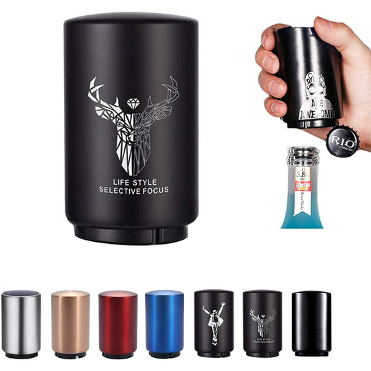Magnetic Automatic Bottle Opener Stainless Steel Push Up Beer Opener Wine Beer Soda Bottle Opener Kitchen Accessories Magnet Beer Opener Father's Day