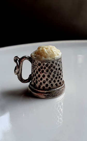 Very Rare Silver Beer Mug Tankard Charm With Beer, From My Collection, Sterling Mug Charm, Stein