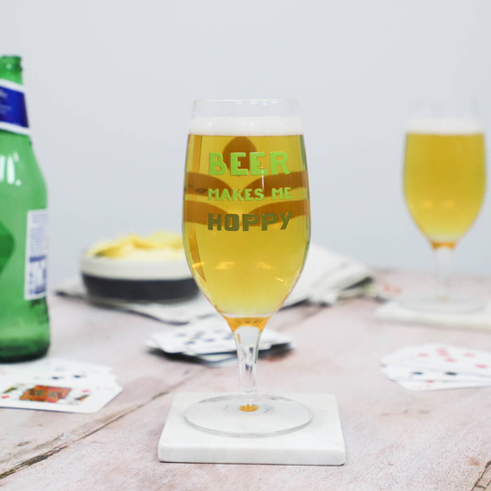 Personalised Makes Me Hoppy Stemmed Beer Glass