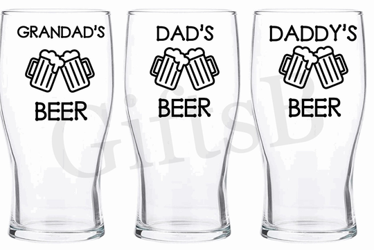 Personalised Beer Glass Name Label Only - Glass Not Included, Label Decal Beer Fathers Day Gift Custom Made