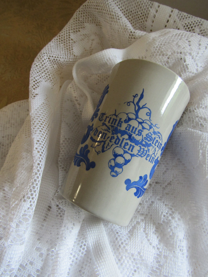 Vintage Salt Glaze Pottery Wine - Beer Glass Souvenir Cochem Castle Germany