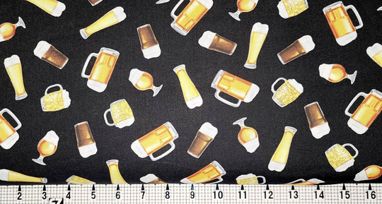 Timeless Treasures Beer Mugs/Glasses C8954 Fabric By The Yard/Piece