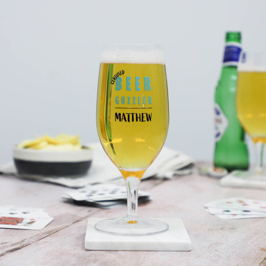 Personalised Beer Guzzler Stemmed Beer Glass