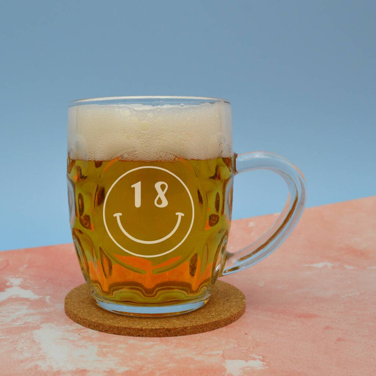 Personalised Dimple Glass Half Pint Beer Tankard