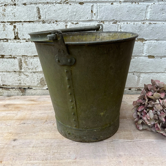 Vintage Galvanised Rivetted Bucket, Planter