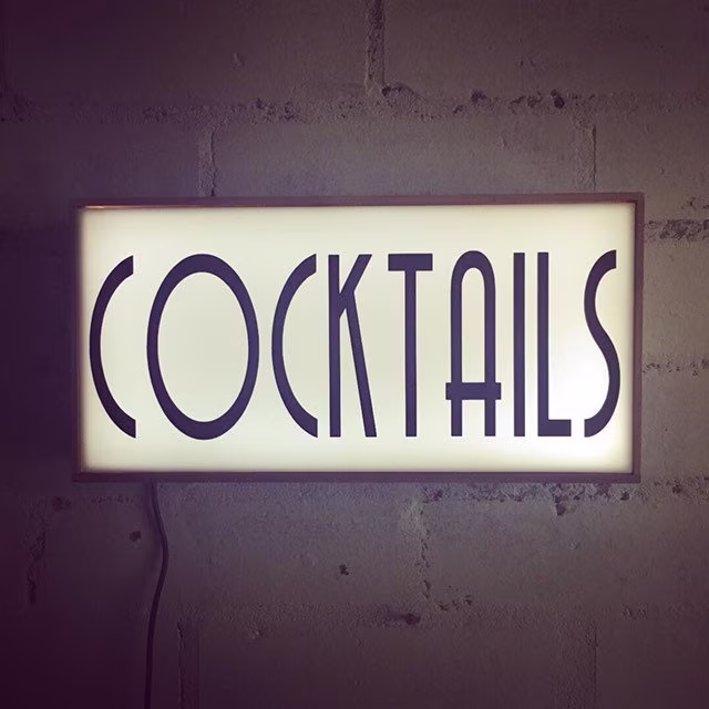 Cocktails Lightbox, Cool Bar Sign, Light Up Sign, Lighting