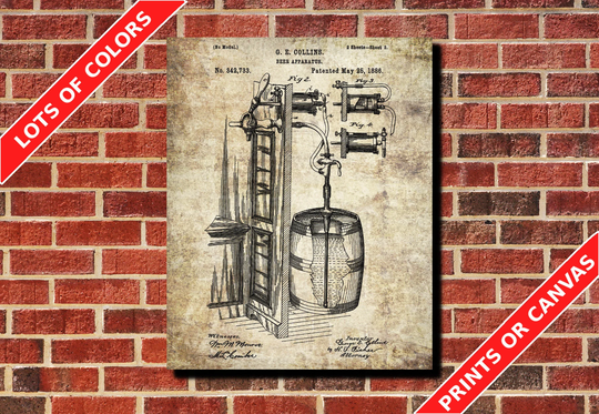 Beer Patent Print Brewing Poster Bar Art