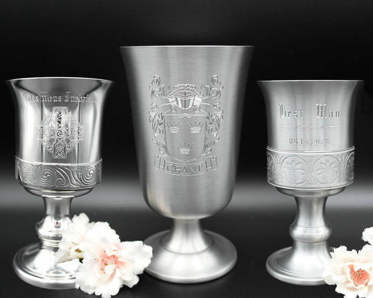 Wine Goblet Custom Engraved Pewter Wine Personalised Gift Customised Present Metalware Drinkware Victorian