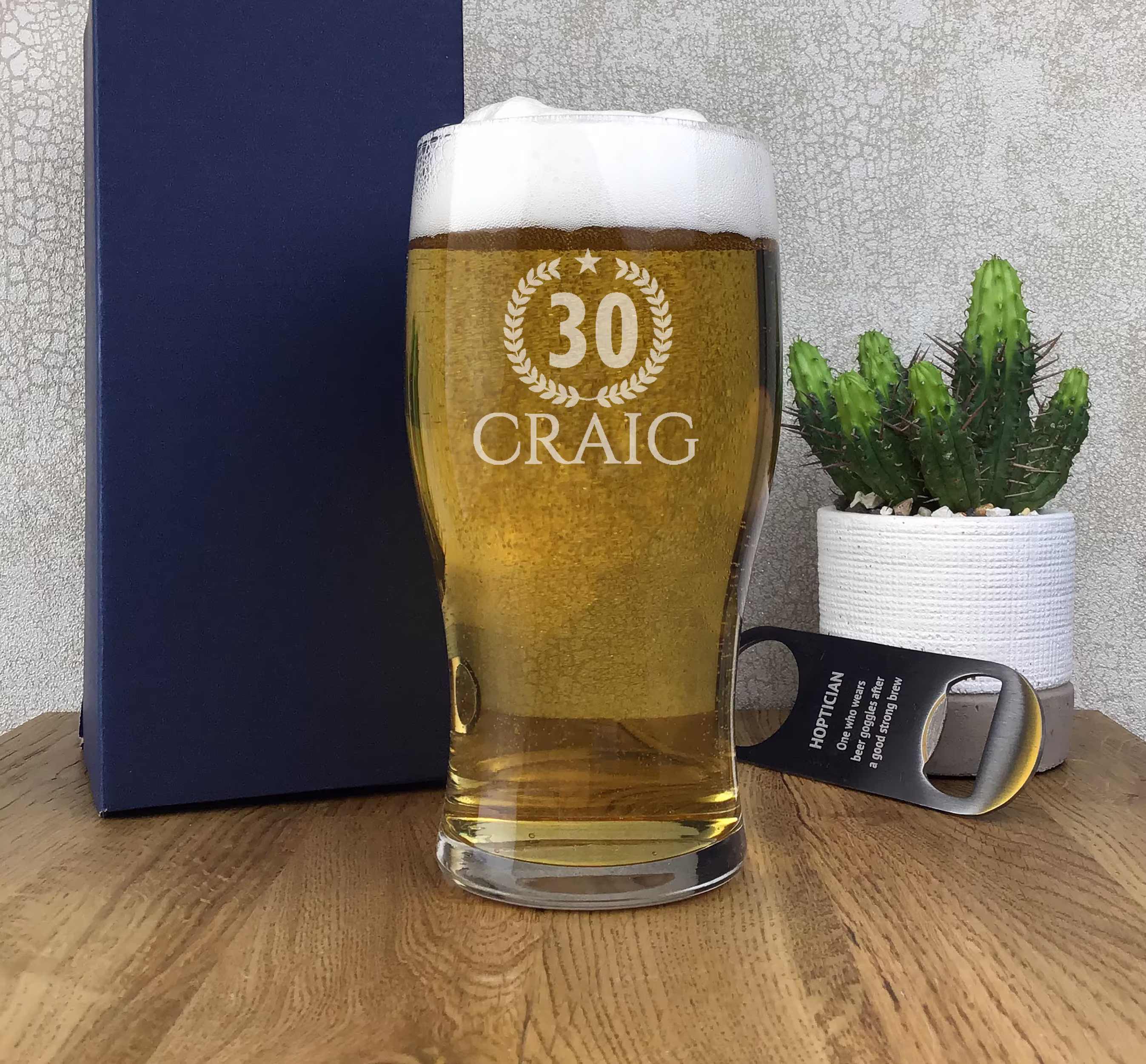 Engraved Birthday Pint Glass, Personalised Beer Gift For An 18Th 21st 30Th 40Th 50Th 60Th 70Th Birthday, Boxed - Pg-W