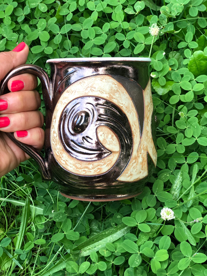 Large Handmade Mug, Bronze Brown Ceramic Pottery Earthenware Coffee Cup, Stoneware Beer Stein